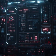 Obraz premium Futuristic digital interface, data streams, glowing screen, technology background, perfect for tech concepts