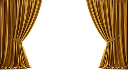 Majestic Golden Curtains A Luxurious Stage Backdrop white background