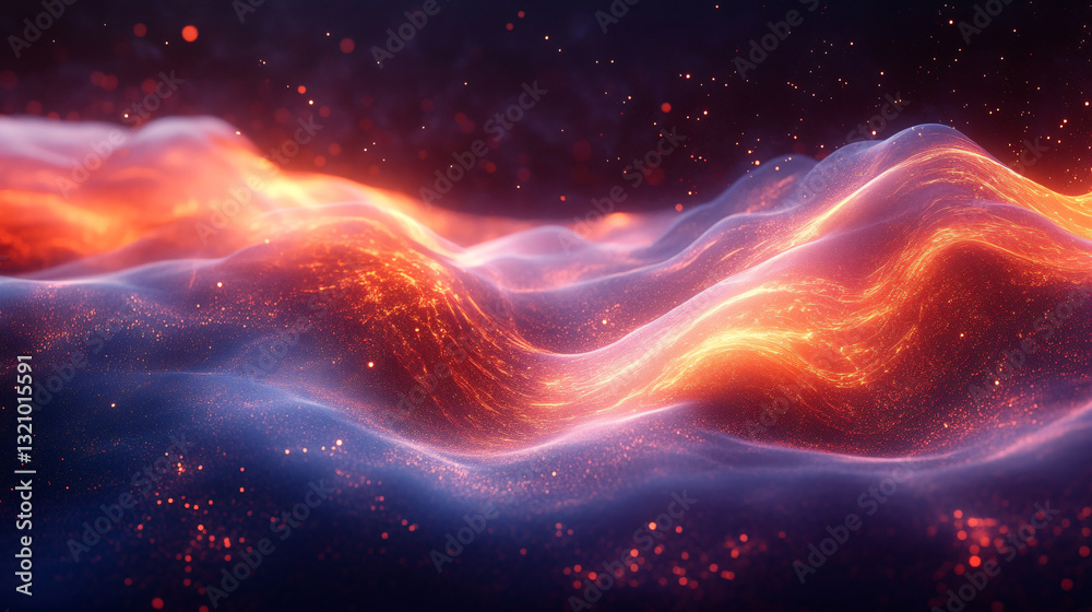 Aufkleber Vibrant sound wave visualization representing a dynamic wave of fire with abstract color gradients and patterns