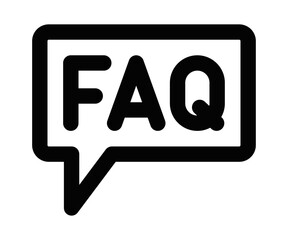 FAQ speech bubble icon, black outline vector illustration. Editable stroke.