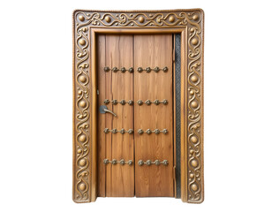 Wooden door on a transparent background
