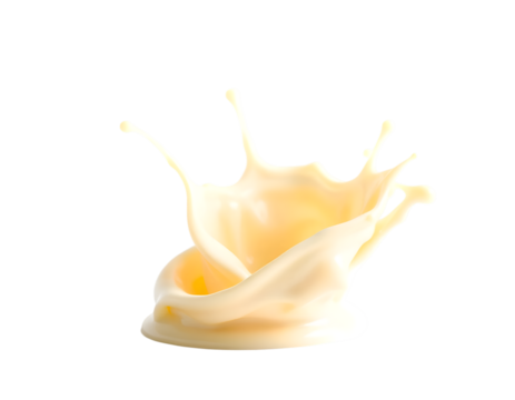 Realistic condensed milk splash isolated on transparent background