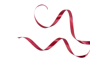 red satin shiny gift ribbon bow band isolated on white or transparent png