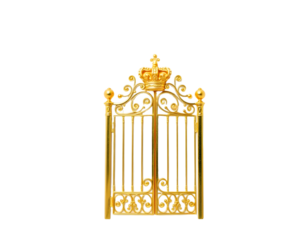 Golden gate with crown isolated on transparent background
