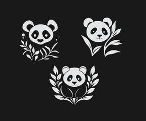 Panda in a jungle portrait illustration
