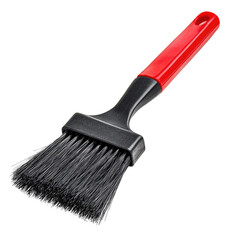 Black brush with a red handle isolated on transparent background, cutout png
