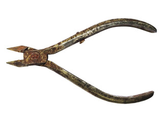 Obraz premium Rustic, aged metal pliers isolated on white. Perfect for concepts of craftsmanship, repair, vintage tools, or times passage.