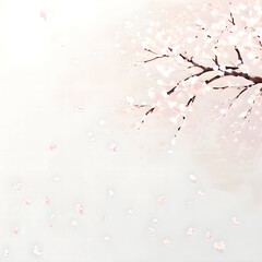 桜の花びら舞う淡いピンクの背景素材