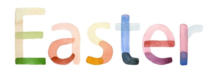 Colorful representation of Easter in artistic watercolor style with soft tones