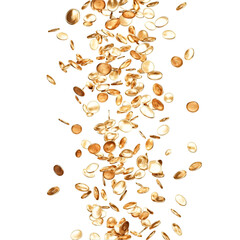 Obraz premium Golden Coins Falling Downward Exciting Wealth Abundance