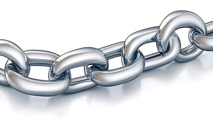 Obraz premium Interconnected Steel Links: A Metallic Chain Detail on White Ground