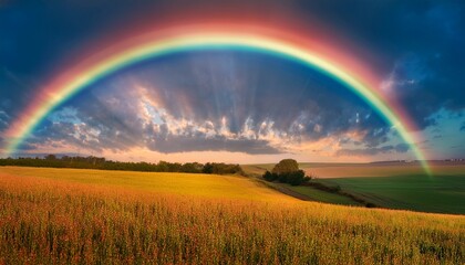 Obraz premium A surreal and uplifting scene featuring vibrant colors beautifully painted across the sky, creating an atmosphere of pure joy and wonder. Whimsical and inspiring