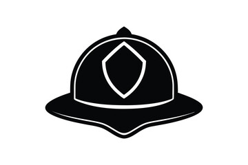 Silhouette of a firefighter helmet in front view vector art illustration.eps