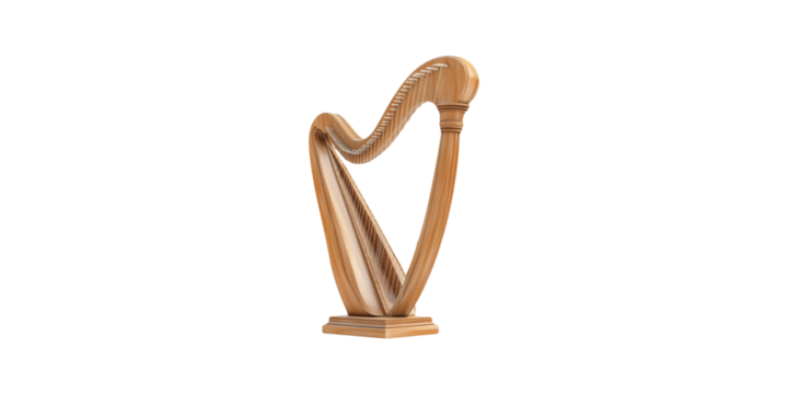 Wooden harp isolated on transparent background