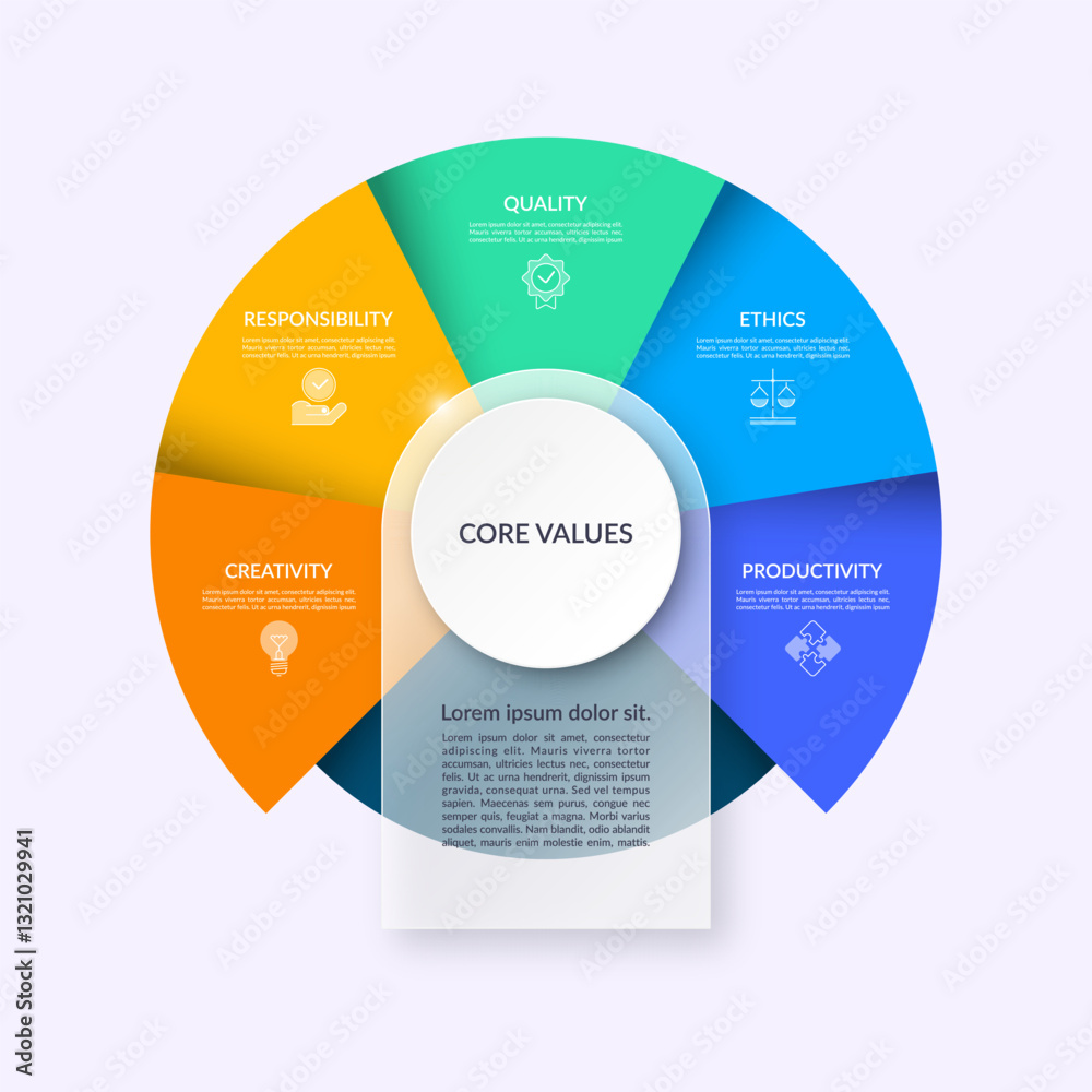 Wall mural infographic cycle diagram with 5 steps, parts. vector infographic circular template with 5 options a