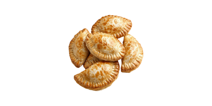 Golden-brown empanadas isolated on transparent background