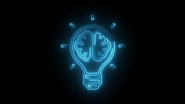 Glowing neon resourceful  icon isolated on black background. HD Video motion graphic animation