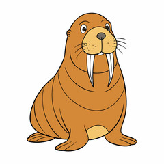 walrus cartoon isolated on white