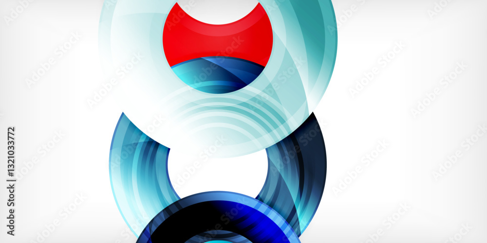 Poster bright colorful circles with light effects. abstract background