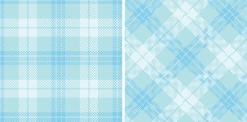 Spring Neon Pale Sky Blue & Metallic Light Blue Seamless Madras Plaid Textile Design
