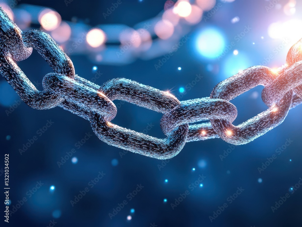 Aufkleber Intricate chain with a glowing light creating a stunning visual effect that captivates the viewer?s attention and imagination