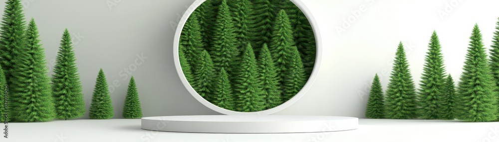 Aufkleber Lush forest with towering trees stretching towards the sky creating a serene and peaceful natural environment