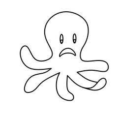 Minimalist Hand Drawn Sad Squid Illustration