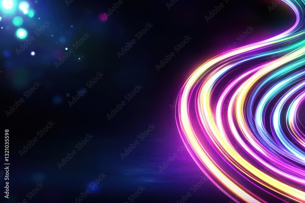 Poster Mesmerizing colorful light streaks creating a dynamic visual experience of motion and energy in abstract art