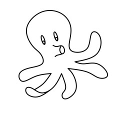 Hand Drawn Minimalist Squid Illustration
