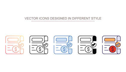 Invoice icon design with white background stock illustration