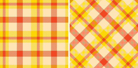 Smoky Sunflower Yellow Seamless Madras Plaid with Iridescent Orangered accents Textile Design