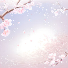 Fototapeta premium 桜の花びら舞う淡いピンクの背景素材