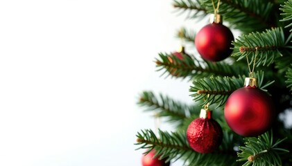 Naklejka premium Isolated red decorations on a white Christmas tree background, ornament, isolated, white
