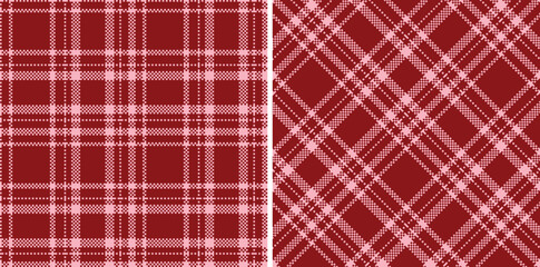 Light Soft Pink and Vivid Brick Red Seamless Madras Plaid Textile Design