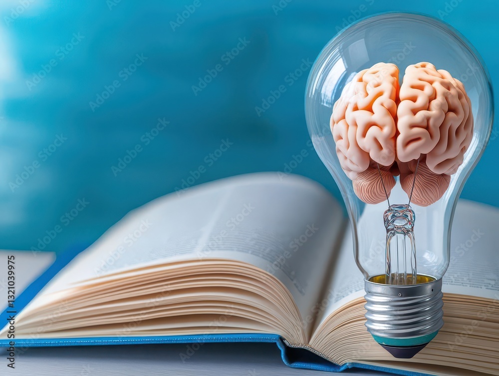 Aufkleber innovative light bulb design featuring a brain inside signifying intelligence, creativity, and brigh
