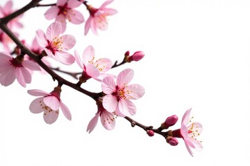 Obraz premium Isolated tree branches with blossoms in white background, blossom, white