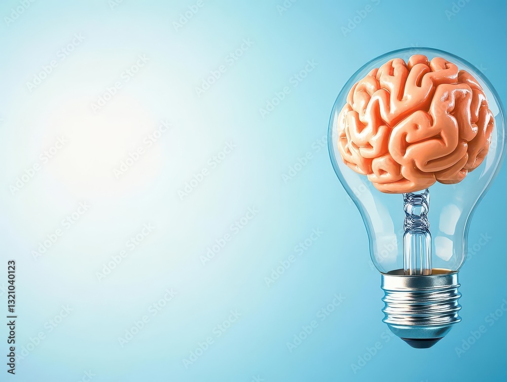 Aufkleber light bulb containing a brain inside signifying intelligence, creativity, and innovative ideas in a 