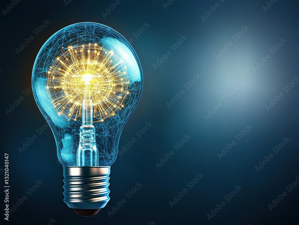 Poster light bulb with a glowing inner light radiating brightness and inspiration in a captivating and arti