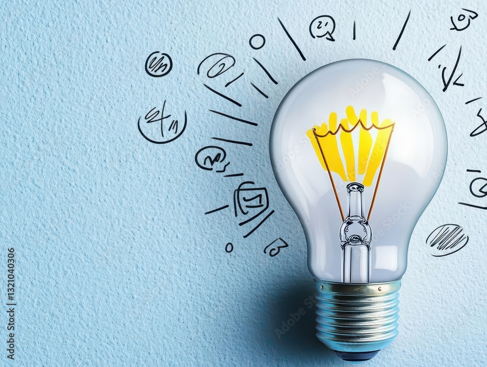 Poster unique light bulb featuring a creative drawing of another light bulb symbolizing new ideas and brigh