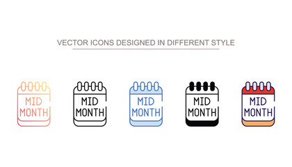 Mid Month icon design with white background stock illustration