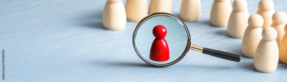 Aufkleber Magnified individual with a red figure in front of them creating a striking contrast and visual interest in composition