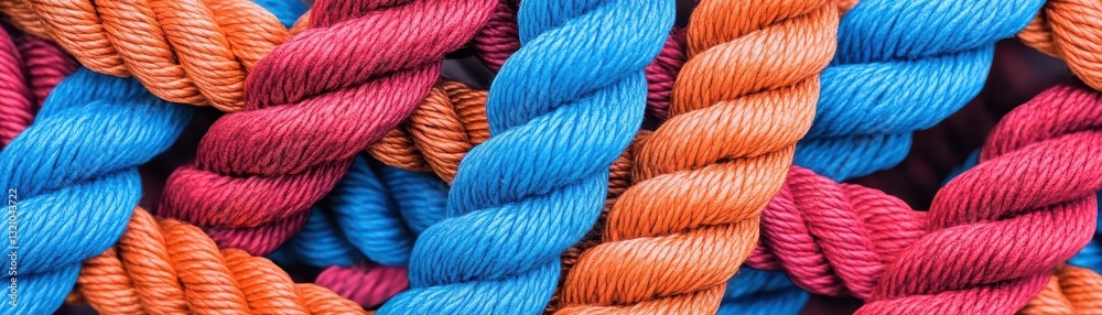 Poster colorful ropes displayed together in an artistic arrangement highlighting textures and vibrancy for 