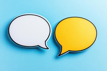 Two overlapping speech bubbles representing communication and dialogue in a creative and colorful graphic design concept