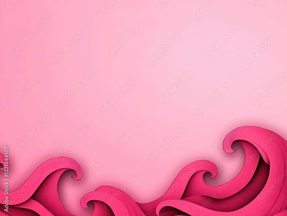Aufkleber Soft and serene pink waves flowing gracefully on a gentle pink background creating a dreamy atmosphere