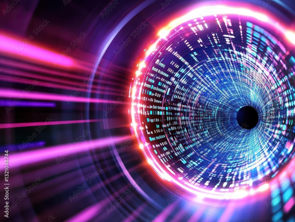 Aufkleber mysterious tunnel with a dark black hole at its center leading to an unknown destination and evoking