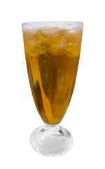 Glass of fresh cold iced peach tea in a transparent background