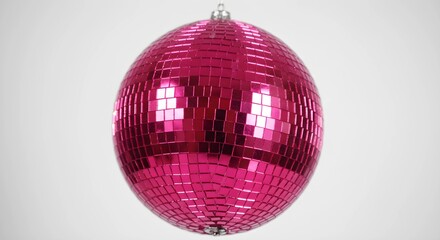 Obraz premium A pink disco ball set against white background.