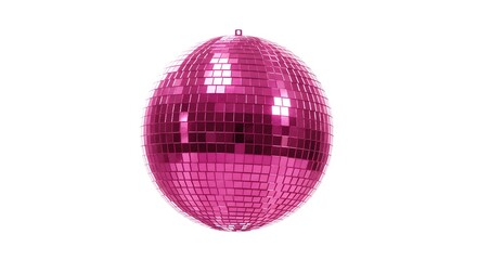 A pink disco ball set against white background.