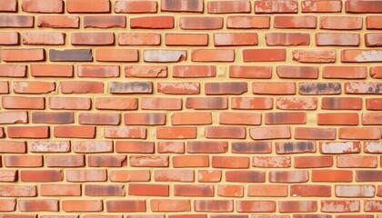 Obraz premium Rustic red ceramic brick tile wall, textured surface, rustic, retro