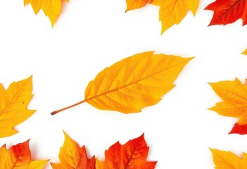 Fototapeta premium Single autumn leaf isolated on pure white backdrop, nature, backdrop